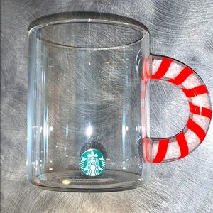 Starbucks Candy Cane Handle glass mug